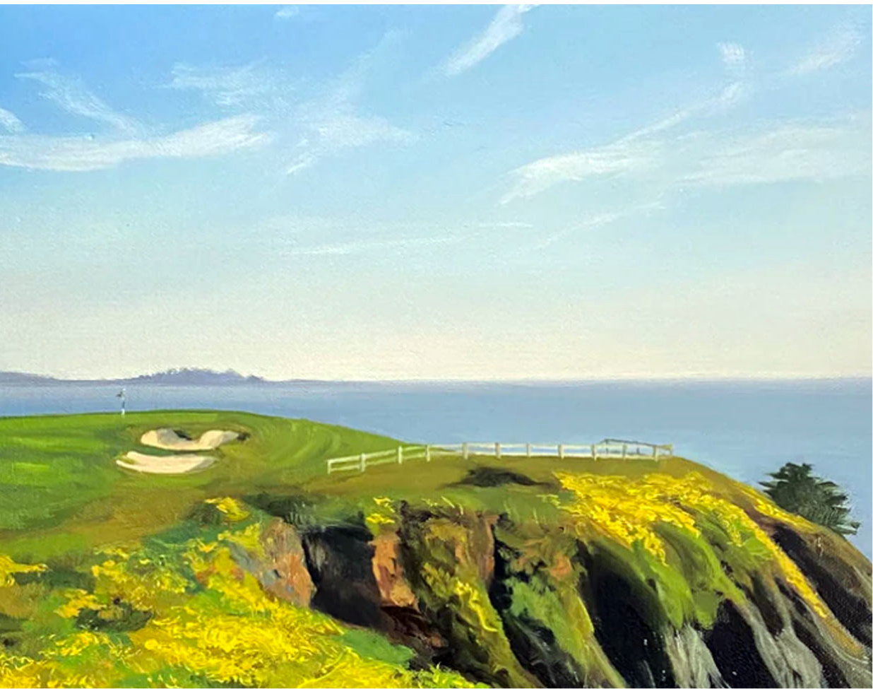 No. 6 at Pebble Beach,11" x 14" oil on canvas, original painting