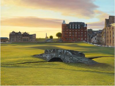 St Andrews Links "The Home of Golf" Original Golf Course Painting