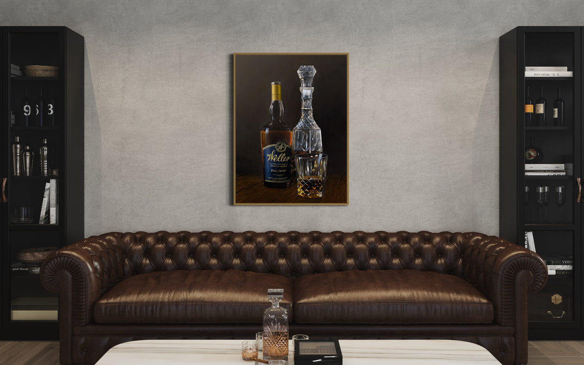 "Weller" Still Life Whiskey Painting, Fine Art Prints