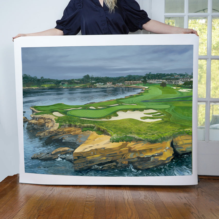 "No. 17 & 18 at Pebble Beach" Golf Art Limited Edition Prints