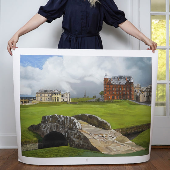 "18th Hole at the Old Course" Swilcan Bridge St Andrews Links | Limited Edition Golf Art Print