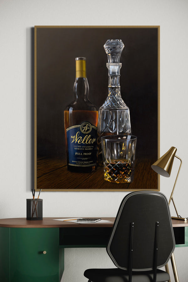 "Weller" Still Life Whiskey Painting, Fine Art Prints