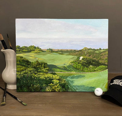 COMMISSION: "No. 18 at The Ocean South Course at Pelican Hill Golf Club" 16 x 20, Painting