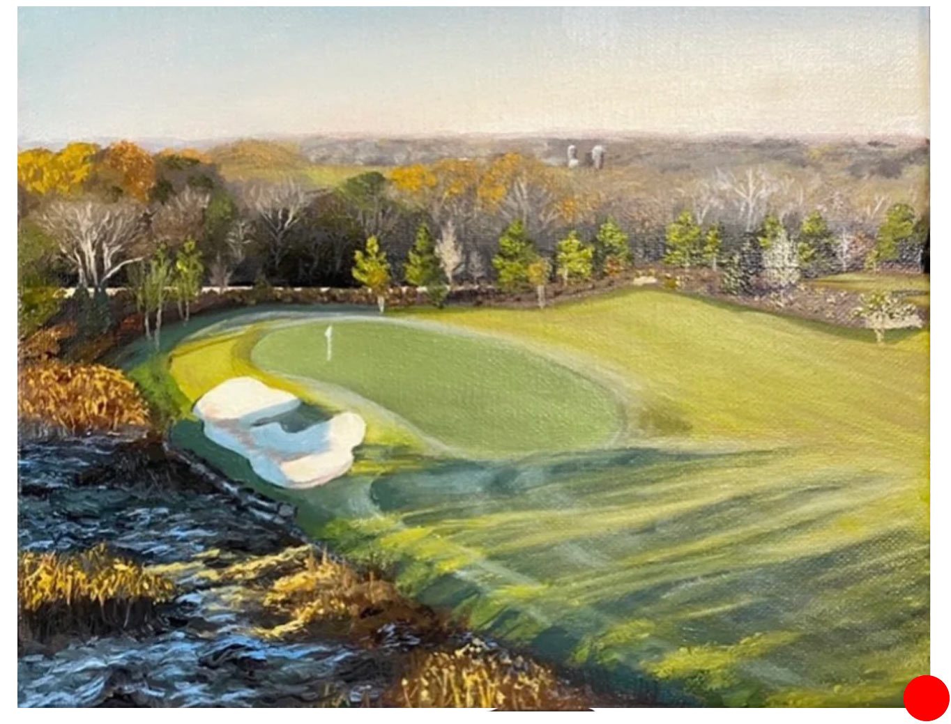 COMMISSION: "No. 4 at Troubadour Golf and Field", 8 x 10 painting